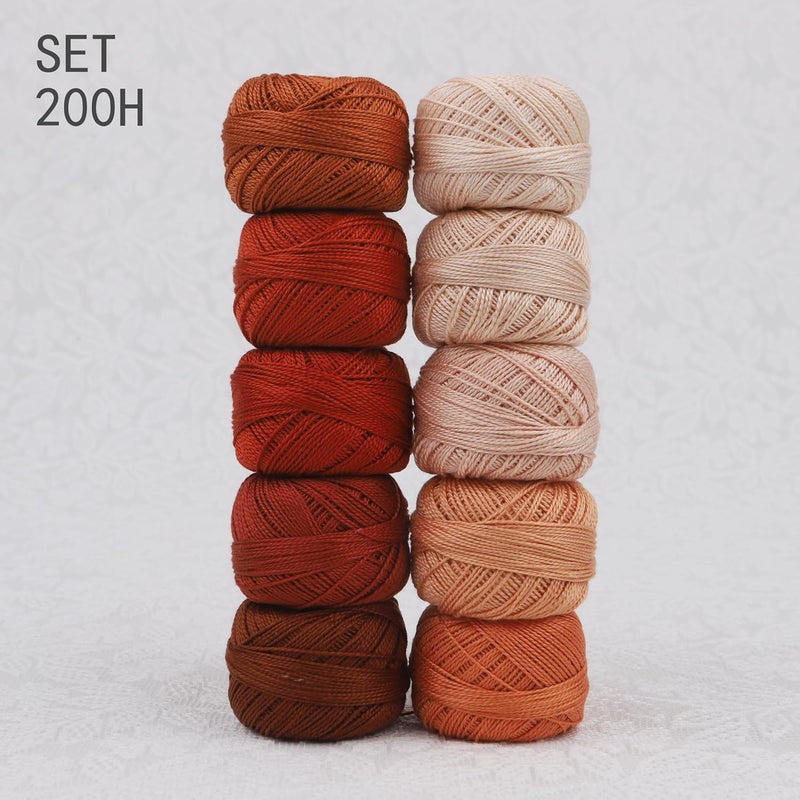 AMOHilos Size 8 Double Mercerized Egyptian Long Staple Cotton Pearl Thread Ball 5 Grams Rainbow Color Embroidery Thread 10 Colors per Box for Crochet Hardanger Cross Stitch Hand Embroidery (Set H) - Image 3